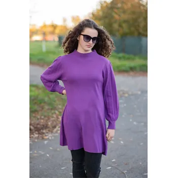 Dámský svetr Delší svetřík/ tunika B-1532 barva: fialová, velikost: L/XL
