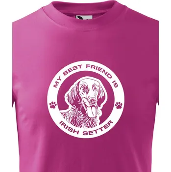 Chlapecké oblečení Dětské tričko Irský setr kulatý motiv, Barva Purpurová, Velikost 134 cm/8 roků, Canvas Dětské tričko 1809
