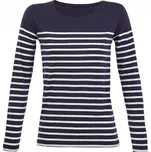 Sol's Dámské pruhované tričko Matelot s dlouhými rukávy certifikace Vegan Barva: modrá námořní - bílá, Velikost: S L03100