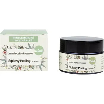 Přípravek na čištění pleti a oči Kvitok Šípkový peeling pro mastnou a problematickou pleť - regeneruje a zjemňuje, 30 ml