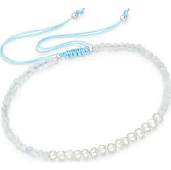 Náramek Prstýnkárna Klid, rozvaha, laska. Náramek s Akvamarínem a říčními perličkami