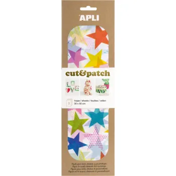 Barevný papír Apli Cut & Patch papír na ubrouskovou techniku Hvězdy barevné 30 x 50 cm 3 kusy