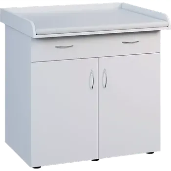 přebalovací pult a komoda PP - 105 pult přebalovací s matrací, 2-dveřový, 1000x1000x800, bílá, koženka bílá BA-1