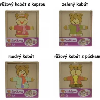 Dětské zboží Dřevěná skládačka medvídek zelený kabát