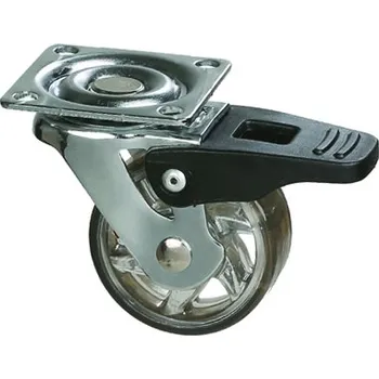 Nábytkové kování StrongCastors kolečko TOP průměr 50mm transparentní tmavá s brzdou (StrongCastors kolečko TOP průměr 50mm transparentní tmavá s brzdou)