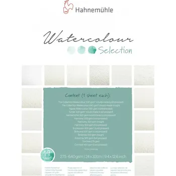Umělecký papír Hahnemühle Akvarelový blok HHM Selection 24x32cm – 14 různých papírů