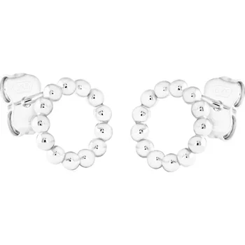 Náušnice GEMMAX Minimalistické náušnice kroužky z bílého zlata na puzetu – zlatý šperk ryzosti 585/1000 v Dárkovém balení s Certifikátem GLEWN-01563