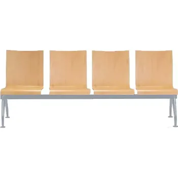 MONTE 4, dřevěná lavice do čekárny, 4-sedák, přírodní buk, kostra stříbrná