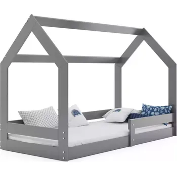 Postel BMS GROUP Dětská postel Domek 1 - 1 osoba, 80x160 s matrací – Grafit
