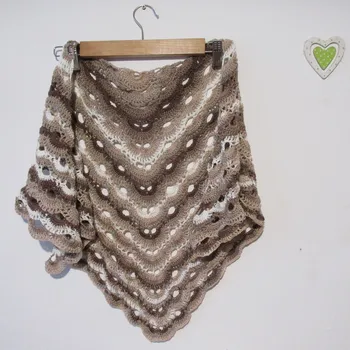 Háčkovaný šátek hnědo-béžový