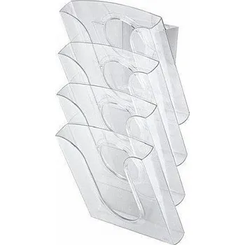 Archivační box Držák na katalogy "Presenter", průhledná, 4 oddíly, včetně příslušenství k upevnění na zeď, LEITZ