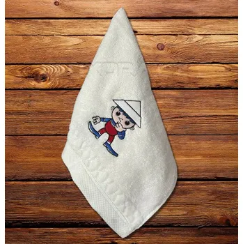 Dekorativní polštářek Ručníček s výšivkou Večerníček - krémový 30 x 50 cm