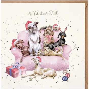 Wrendale Designs A Winter's Tail vánoční pejsci 15 x 15 cm