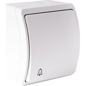 vypínač a zásuvka Viplast K101 bílá - Zvonkový spínač se znakem zvonku, řazení 1/0