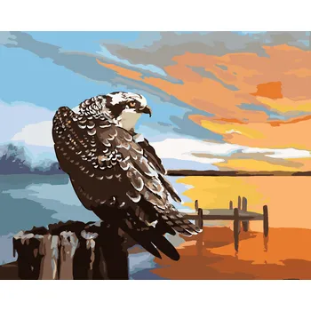 ZUTY Malování podle čísel - OREL, MOLO A ZÁPAD SLUNCE (D. RUSTY RUST) Rozměr: 40x50 cm, Rámování: bez rámu a bez vypnutí plátna