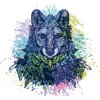 Hračka ZUTY Malování podle čísel - BAREVNÝ VLK NA BÍLÉM POZADÍ Rozměr: 40x50 cm, Rámování: bez rámu a bez vypnutí plátna