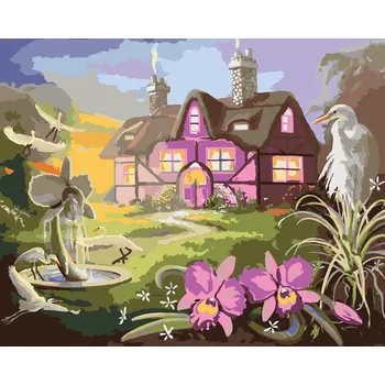 ZUTY Malování podle čísel - VOLAVKY U RŮŽOVÉHO DOMU (D. RUSTY RUST) Rozměr: 40x50 cm, Rámování: bez rámu a bez vypnutí plátna