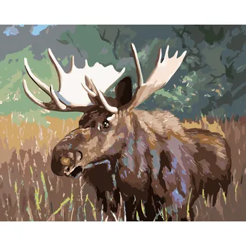 ZUTY Malování podle čísel - OSAMĚLÝ LOS (D. RUSTY RUST) Rozměr: 40x50 cm, Rámování: bez rámu a bez vypnutí plátna