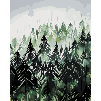 ZUTY Malování podle čísel - JEHLIČNATÝ LES (ALEXANDRIA GILBERT) Rozměr: 40x50 cm, Rámování: bez rámu a bez vypnutí plátna