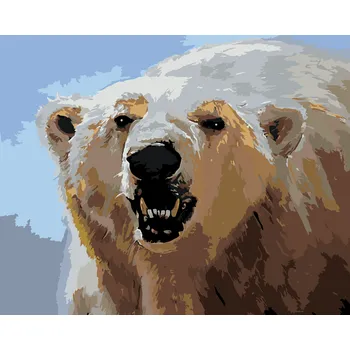 ZUTY Malování podle čísel - LEDNÍ MEDVĚD UKAZUJÍCÍ ZUBY (D. RUSTY RUST) Rozměr: 40x50 cm, Rámování: bez rámu a bez vypnutí plátna