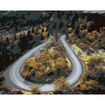 ZUTY Malování podle čísel - CESTA V PŘÍRODĚ NA PODZIM (DENNIS FRATES) Rozměr: 40x50 cm, Rámování: bez rámu a bez vypnutí plátna