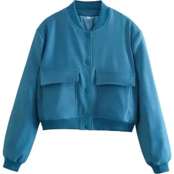 Dámská casual bunda Dámská krátká jarní/podzimní bunda "bomber" Barva: modrá, Velikost: S