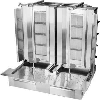 Grilovací rošt Gril na gyros a kebab, dvojitý plynový, 4+4 hořáky, kapacita 120 kg KLG224-T