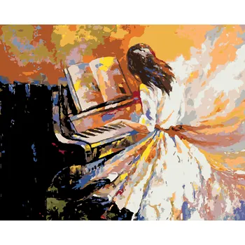 ZUTY Malování podle čísel - DÍVKA HRAJÍCÍ NA KLAVÍR Rozměr: 40x50 cm, Rámování: bez rámu a bez vypnutí plátna
