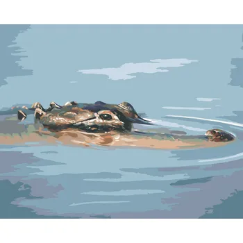 ZUTY Malování podle čísel - ALIGÁTOR HLAVA PLOVOUCÍ VE VODĚ (D. RUSTY RUST) Rozměr: 40x50 cm, Rámování: bez rámu a bez vypnutí plátna