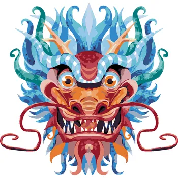 ZUTY Malování podle čísel - ČÍNSKÝ DRAK NA BÍLÉM POZADÍ Rozměr: 40x50 cm, Rámování: bez rámu a bez vypnutí plátna