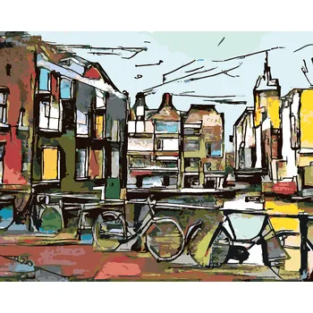 ZUTY Malování podle čísel - AMSTERDAMSKÁ KOLA V KUBISMU Rozměr: 40x50 cm, Rámování: bez rámu a bez vypnutí plátna