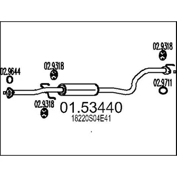 Výfukový systém Střední tlumič výfuku MTS 01.53440