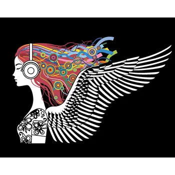 ZUTY Malování podle čísel - ŽENA S BAREVNÝMI VLASY A KŘÍDLY Rozměr: 40x50 cm, Rámování: bez rámu a bez vypnutí plátna