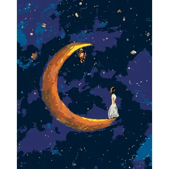 ZUTY Malování podle čísel - ŽENA STOJÍCÍ NA MĚSÍCI Rozměr: 40x50 cm, Rámování: bez rámu a bez vypnutí plátna