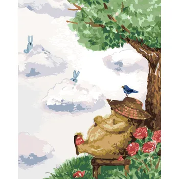 ZUTY Malování podle čísel - JEŽEK ODPOČÍVAJÍCÍ POD STROMEM Rozměr: 40x50 cm, Rámování: bez rámu a bez vypnutí plátna