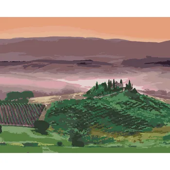 ZUTY Malování podle čísel - VILA MEZI POLI (TED DAVIS) Rozměr: 40x50 cm, Rámování: bez rámu a bez vypnutí plátna