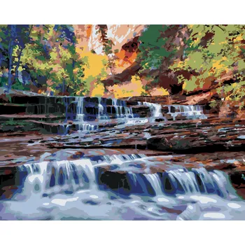 ZUTY Malování podle čísel - MALÉ VODOPÁDY V LESE (DENNIS FRATES) Rozměr: 40x50 cm, Rámování: bez rámu a bez vypnutí plátna
