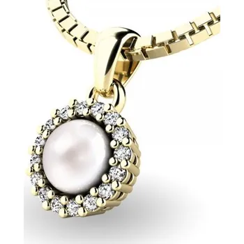 Přívěsek Dámský přívěsek žluté zlato 585/1000 perlový se zirkony 10931-ZL-FW-ZIR bez řetízku