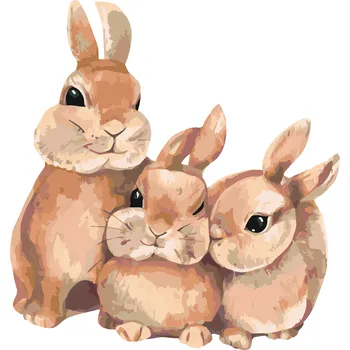 ZUTY Malování podle čísel - KRÁLÍK A JEHO RODINA Rozměr: 40x50 cm, Rámování: bez rámu a bez vypnutí plátna