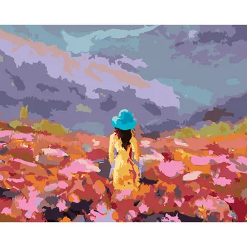 ZUTY Malování podle čísel - ŽENA V KVĚTINOVÉM POLI Rozměr: 40x50 cm, Rámování: bez rámu a bez vypnutí plátna