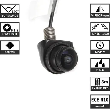 Couvací kamera BC UNI-WIDE Mini kamera analog 190° RCA 12-24V BC UNI-WIDE