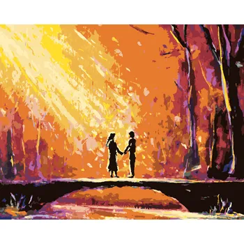 Hračka ZUTY Malování podle čísel - LÁSKA NA DŘEVĚNÉM MOSTĚ Rozměr: 40x50 cm, Rámování: bez rámu a bez vypnutí plátna
