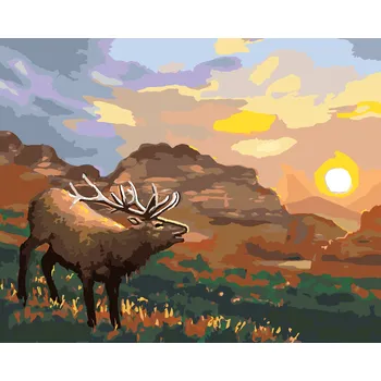 ZUTY Malování podle čísel - LOS PŘI ZÁPADU SLUNCE (D. RUSTY RUST) Rozměr: 40x50 cm, Rámování: bez rámu a bez vypnutí plátna