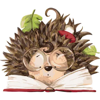 ZUTY Malování podle čísel - JEŽEK ČTE KNIHU Rozměr: 40x50 cm, Rámování: vypnuté plátno na rám