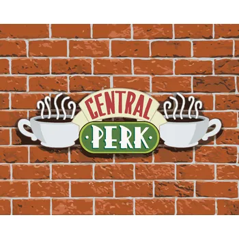ZUTY Malování podle čísel - CENTRAL PERK NA CIHLOVÉ ZDI (PŘÁTELÉ) Rozměr: 40x50 cm, Rámování: bez rámu a bez vypnutí plátna