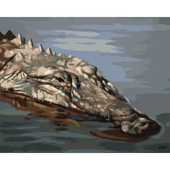 ZUTY Malování podle čísel - ALIGÁTOR HLAVA VE VODĚ II (D. RUSTY RUST) Rozměr: 40x50 cm, Rámování: bez rámu a bez vypnutí plátna