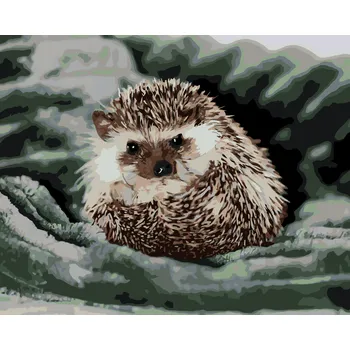 ZUTY Malování podle čísel - JEŽEK NA ZELENÉ DECE Rozměr: 40x50 cm, Rámování: bez rámu a bez vypnutí plátna