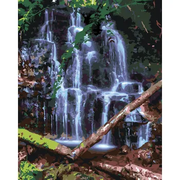 ZUTY Malování podle čísel - VODOPÁD, HAVAJ (TED DAVIS) Rozměr: 40x50 cm, Rámování: bez rámu a bez vypnutí plátna