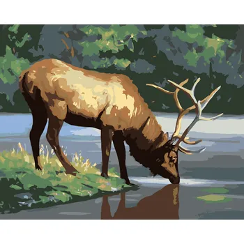 ZUTY Malování podle čísel - LOS U VODY (D. RUSTY RUST) Rozměr: 40x50 cm, Rámování: vypnuté plátno na rám