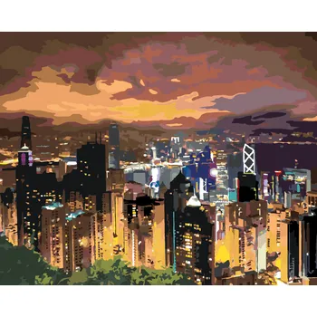 ZUTY Malování podle čísel - NOČNÍ VÝHLED NA VELKOMĚSTO Rozměr: 40x50 cm, Rámování: bez rámu a bez vypnutí plátna